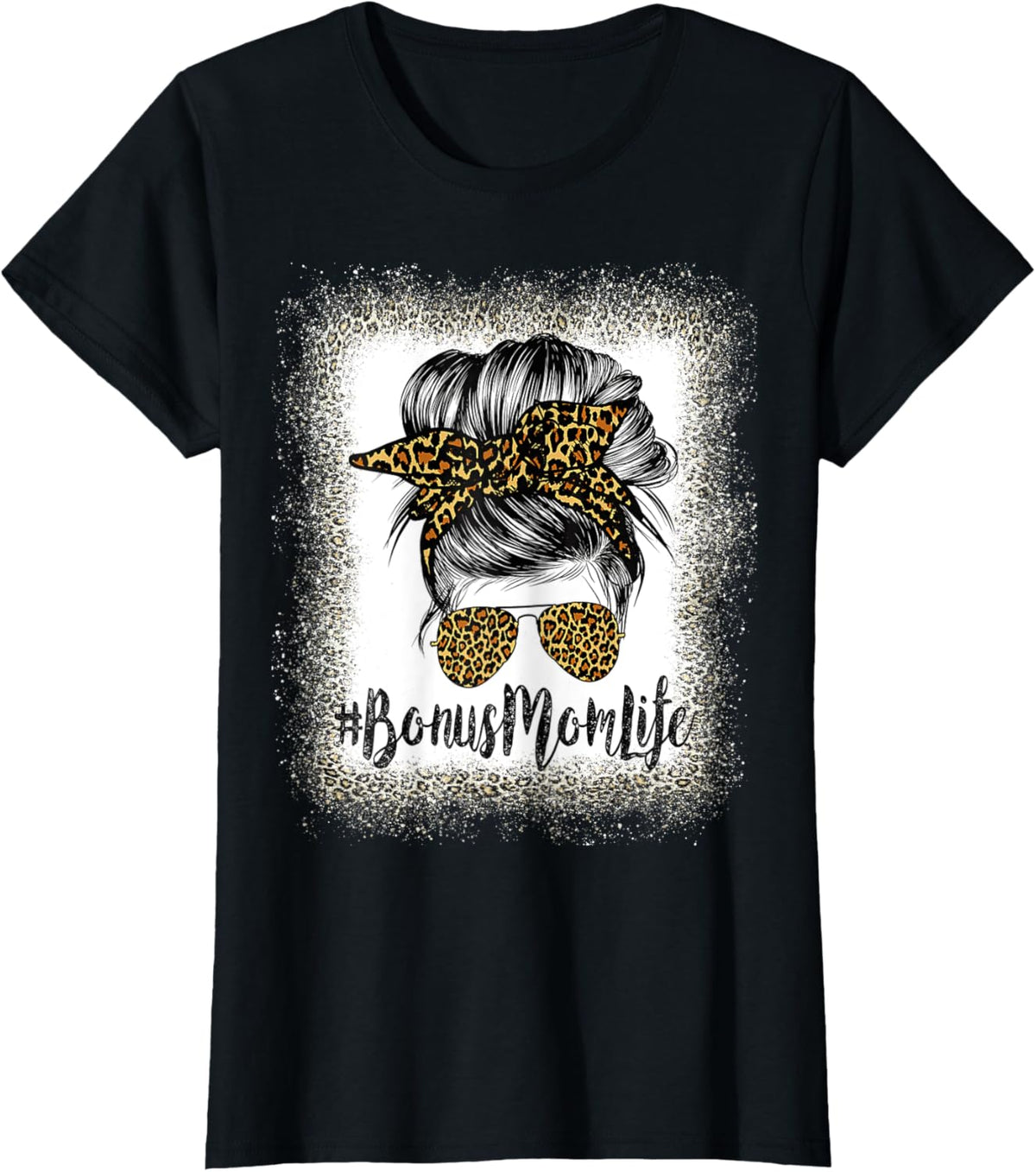 Bonus Mom Life Hair Bandana Glasses Leopard Mother's Day T