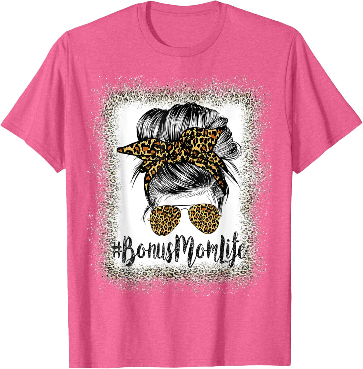 Bonus Mom Life Hair Bandana Glasses Leopard Mother's Day T