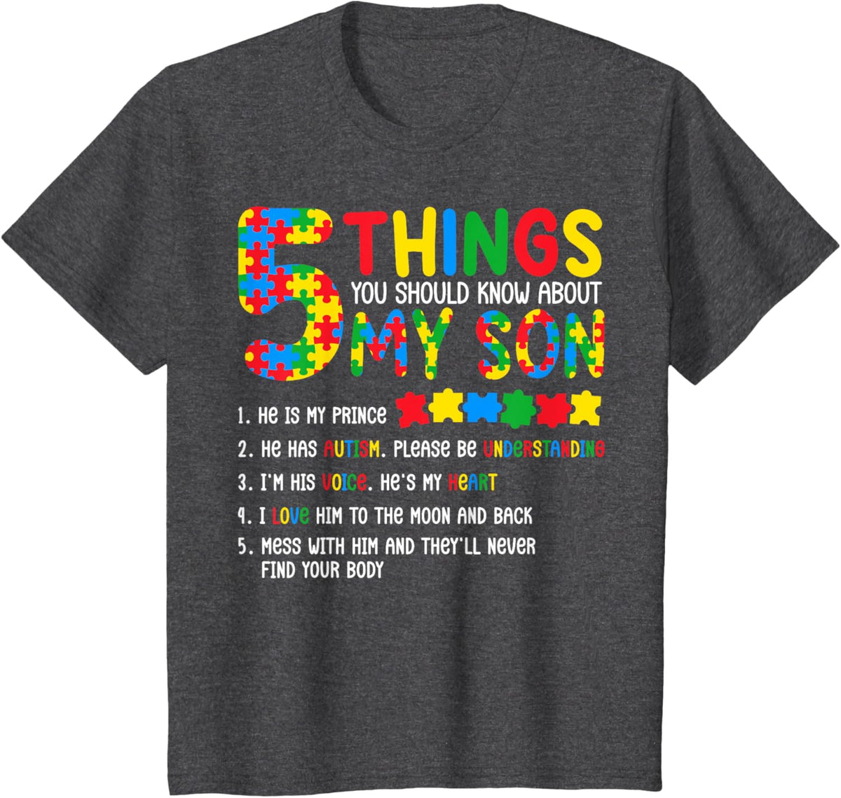 Autism Awareness Shirt 5 Things You Should Know About My Son