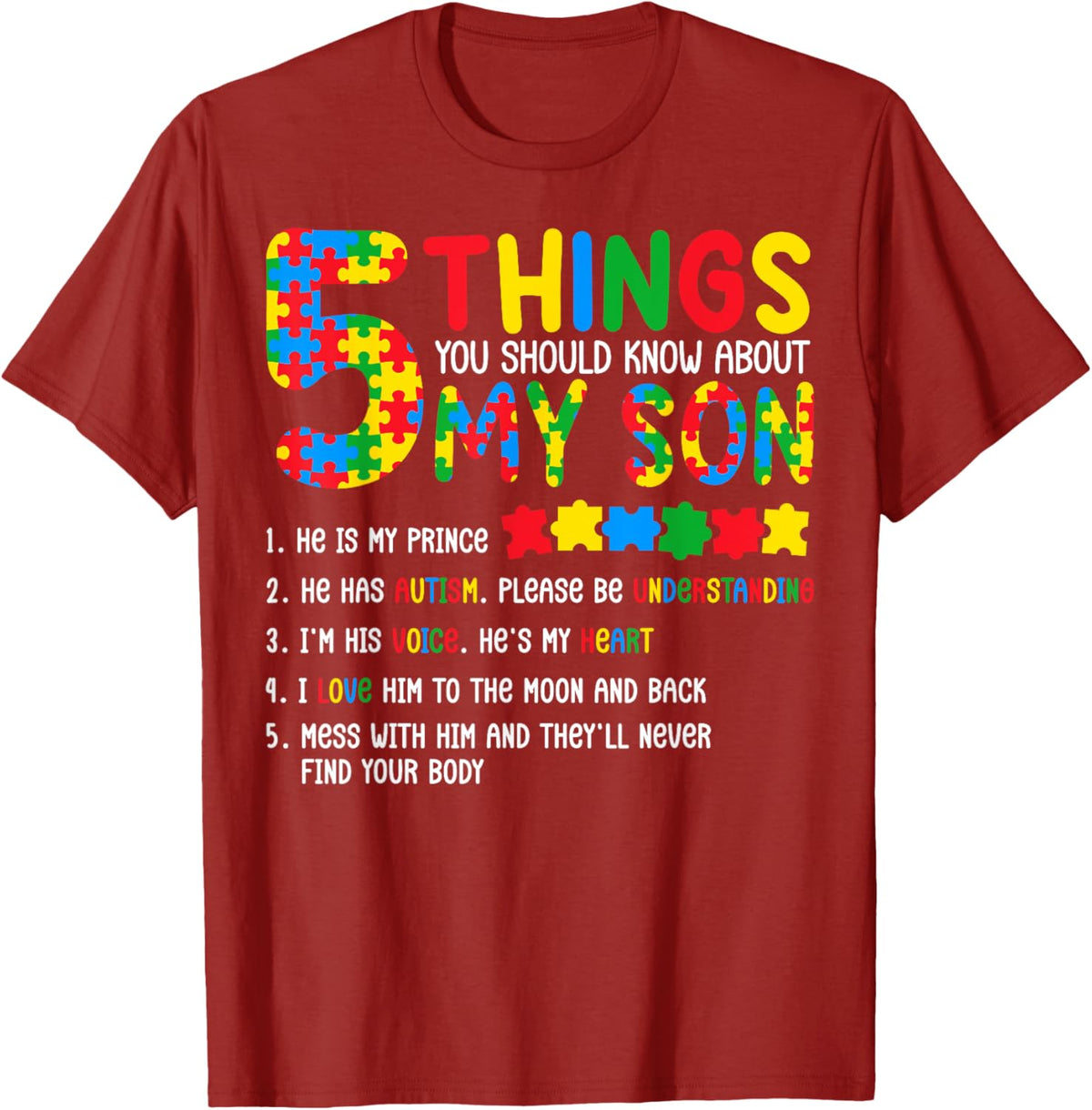 Autism Awareness Shirt 5 Things You Should Know About My Son