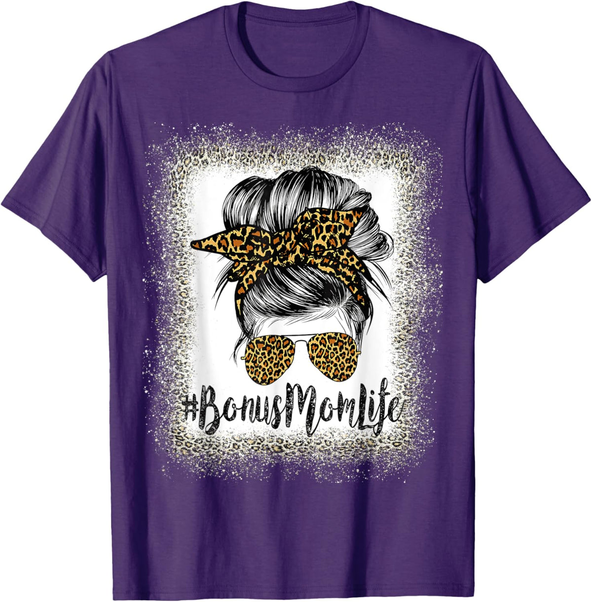 Bonus Mom Life Hair Bandana Glasses Leopard Mother's Day T
