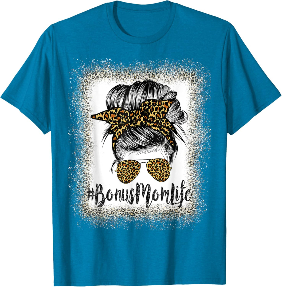 Bonus Mom Life Hair Bandana Glasses Leopard Mother's Day T