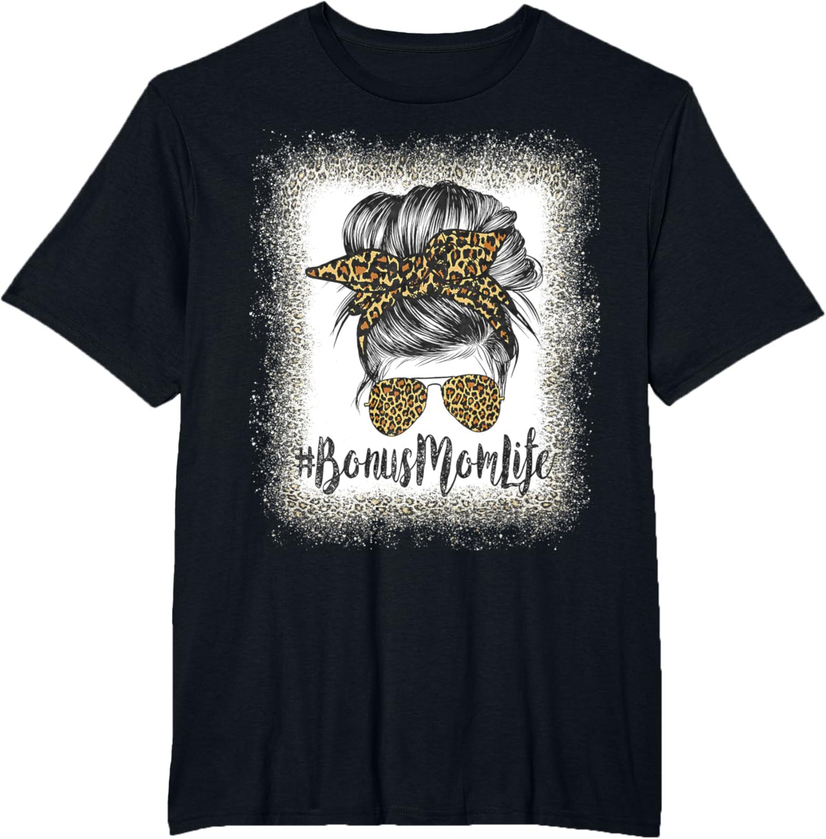 Bonus Mom Life Hair Bandana Glasses Leopard Mother's Day T