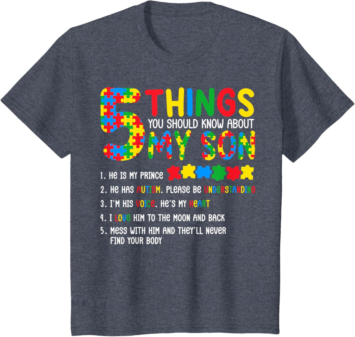 Autism Awareness Shirt 5 Things You Should Know About My Son