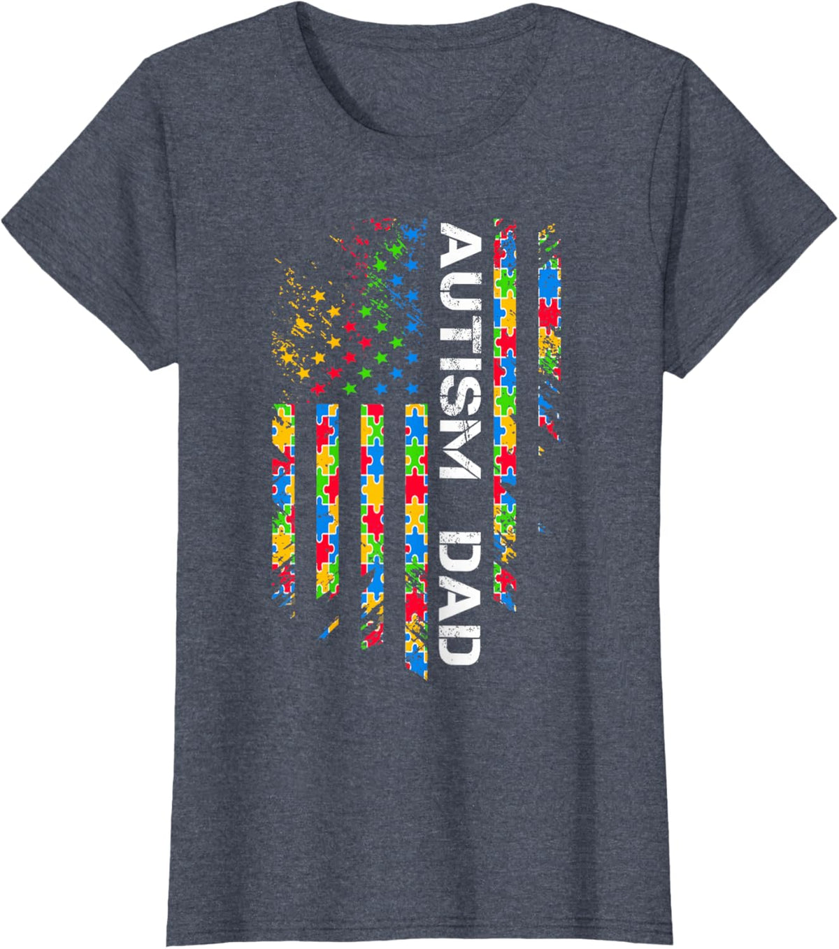 Autism Dad Awareness American Flag USA