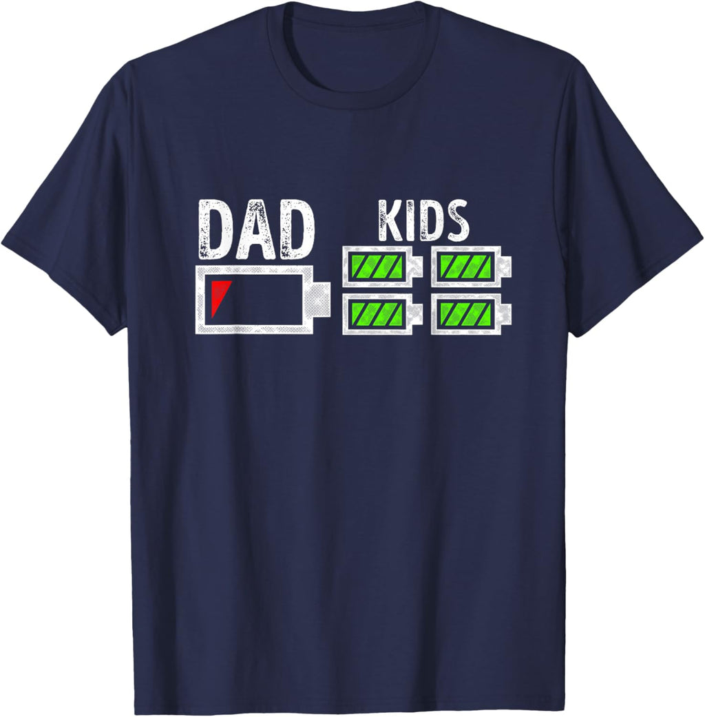 Dad of Four Low Battery Funny Father of 4 Kids Dad
