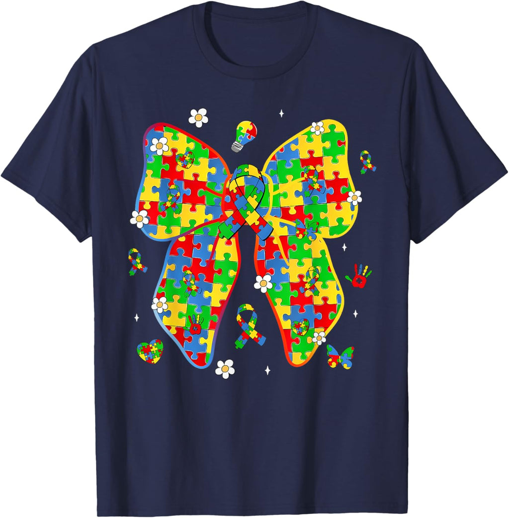 Autism Awareness Coquette Bow Puzzle Bow Women Kids Girl Boy