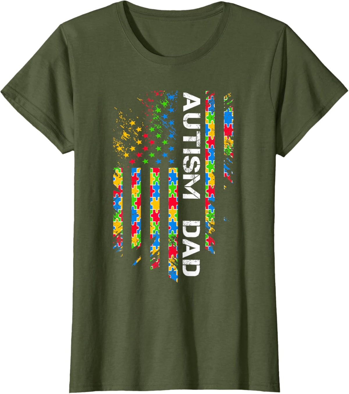 Autism Dad Awareness American Flag USA