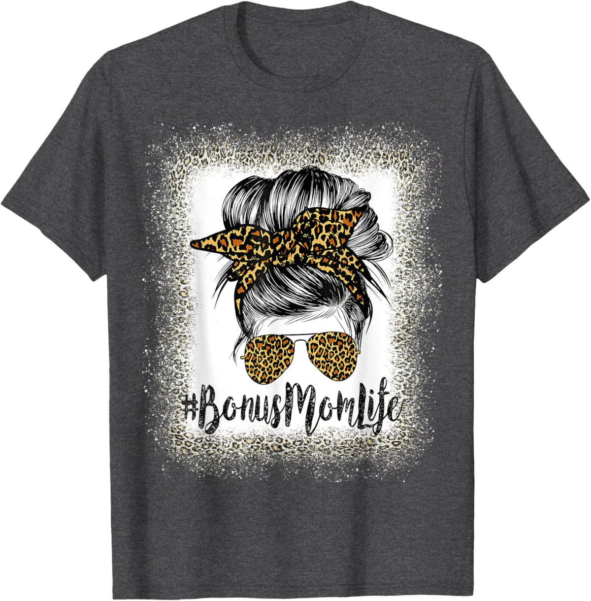 Bonus Mom Life Hair Bandana Glasses Leopard Mother's Day T