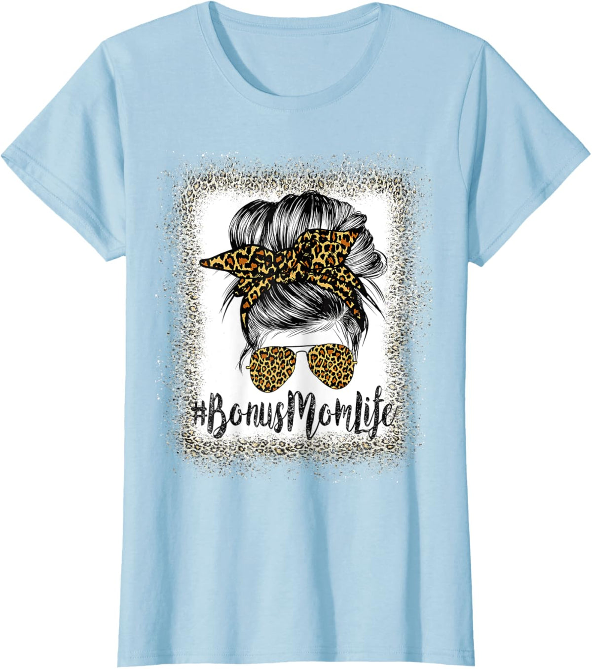 Bonus Mom Life Hair Bandana Glasses Leopard Mother's Day T