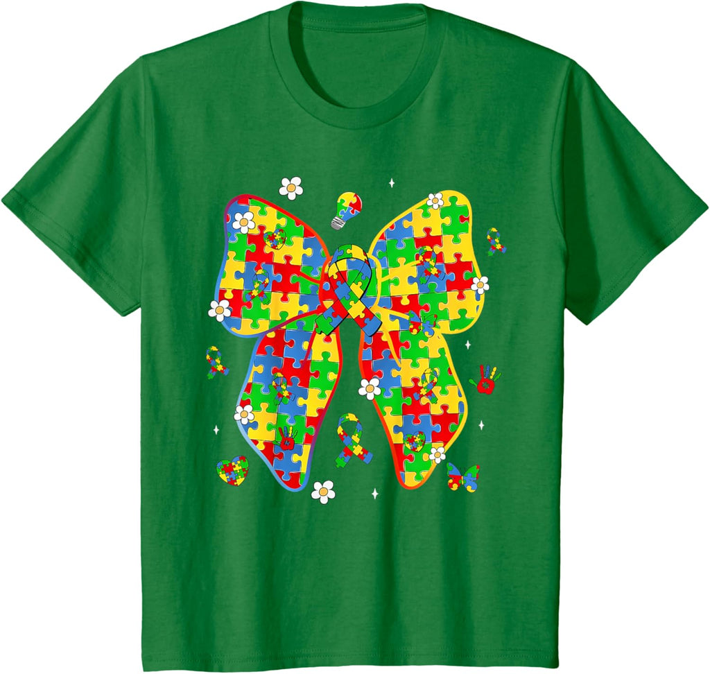 Autism Awareness Coquette Bow Puzzle Bow Women Kids Girl Boy