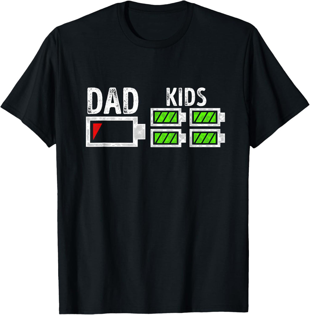 Dad of Four Low Battery Funny Father of 4 Kids Dad