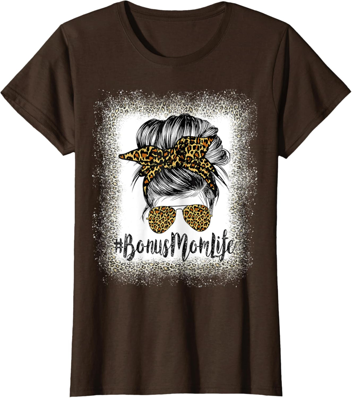 Bonus Mom Life Hair Bandana Glasses Leopard Mother's Day T