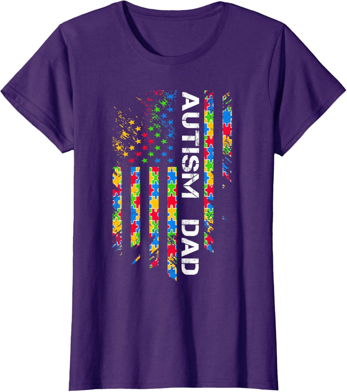 Autism Dad Awareness American Flag USA