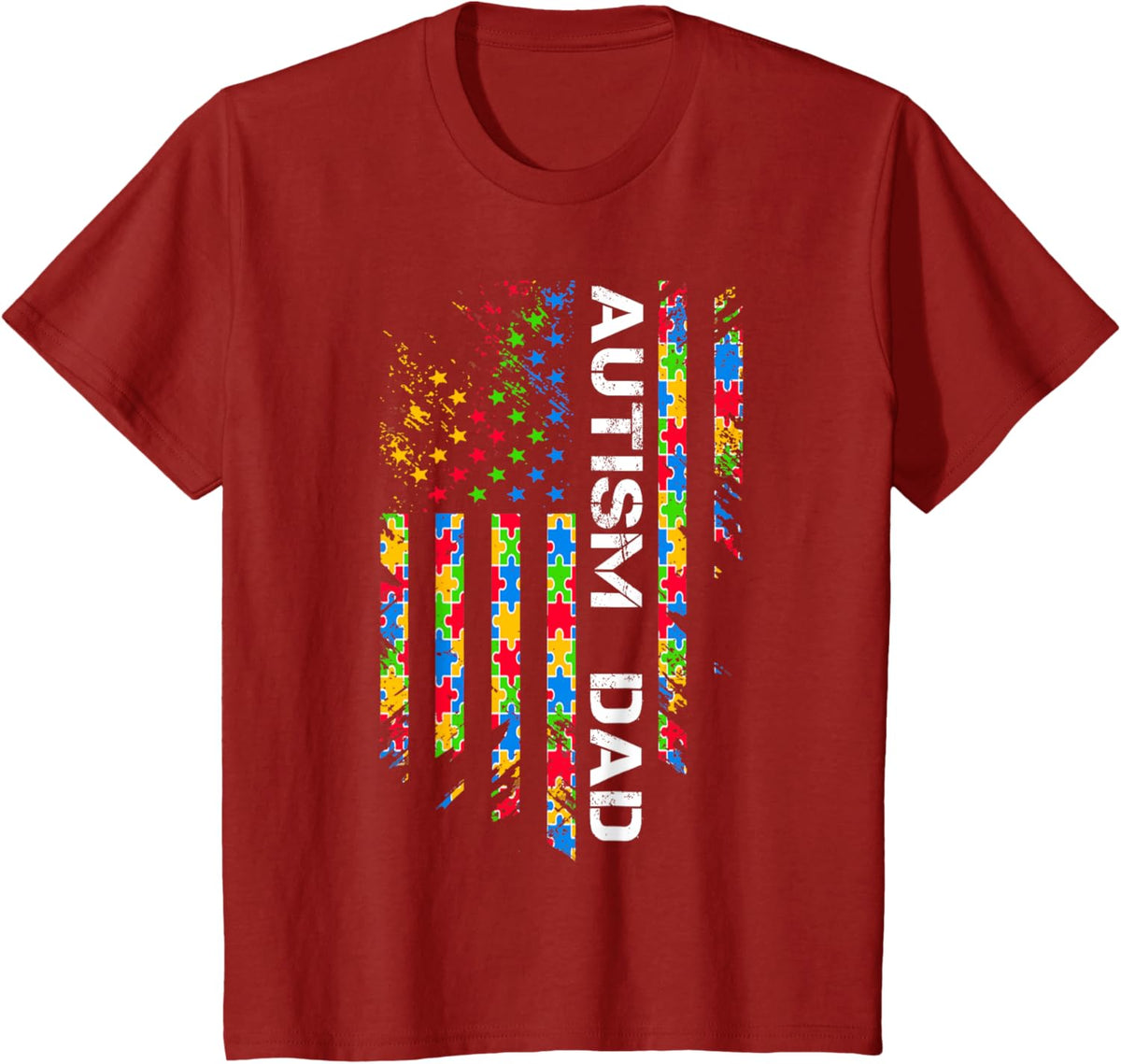 Autism Dad Awareness American Flag USA