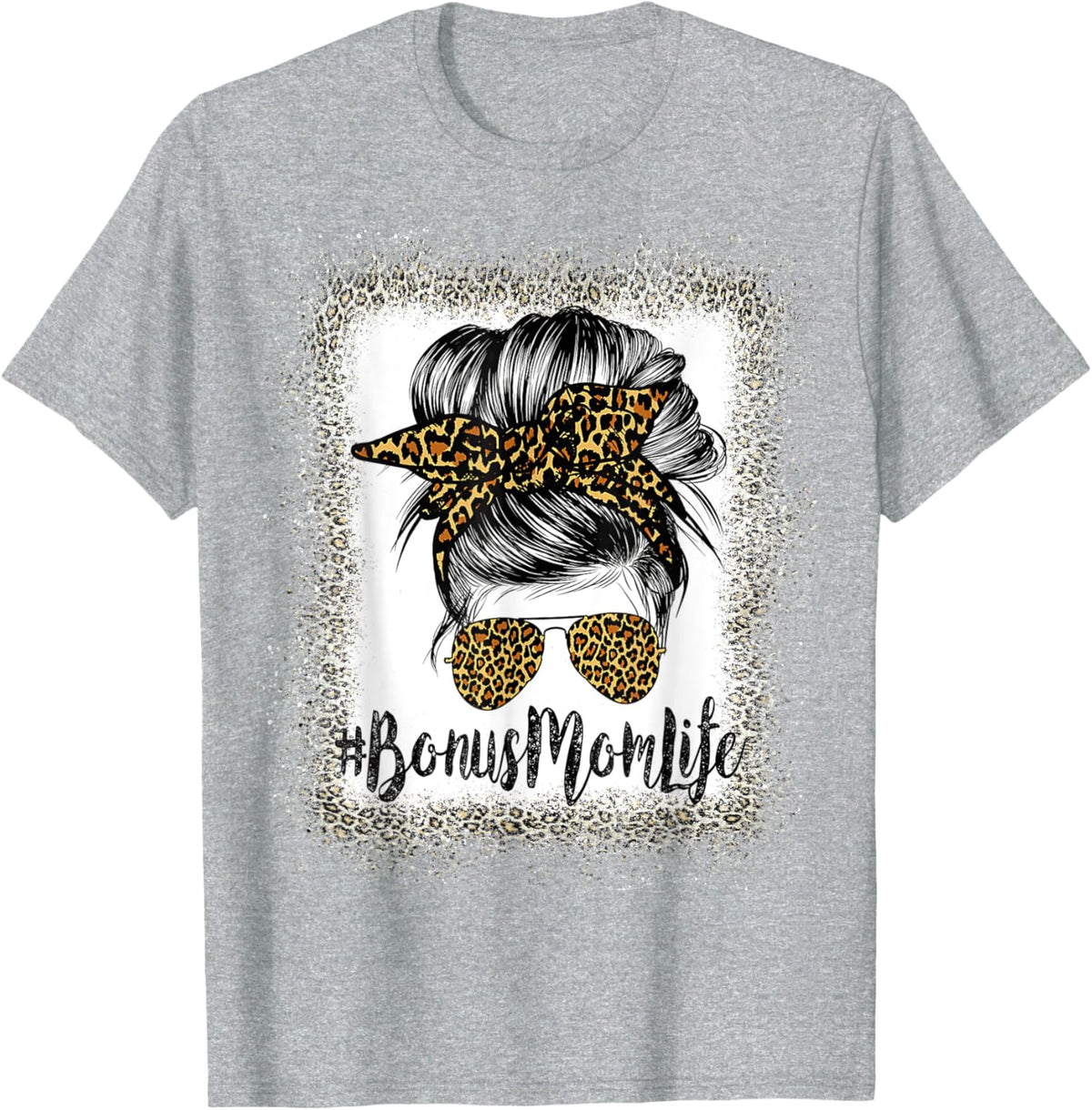 Bonus Mom Life Hair Bandana Glasses Leopard Mother's Day T